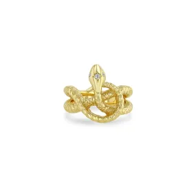 14k Twisted Snake with Diamonds Ring