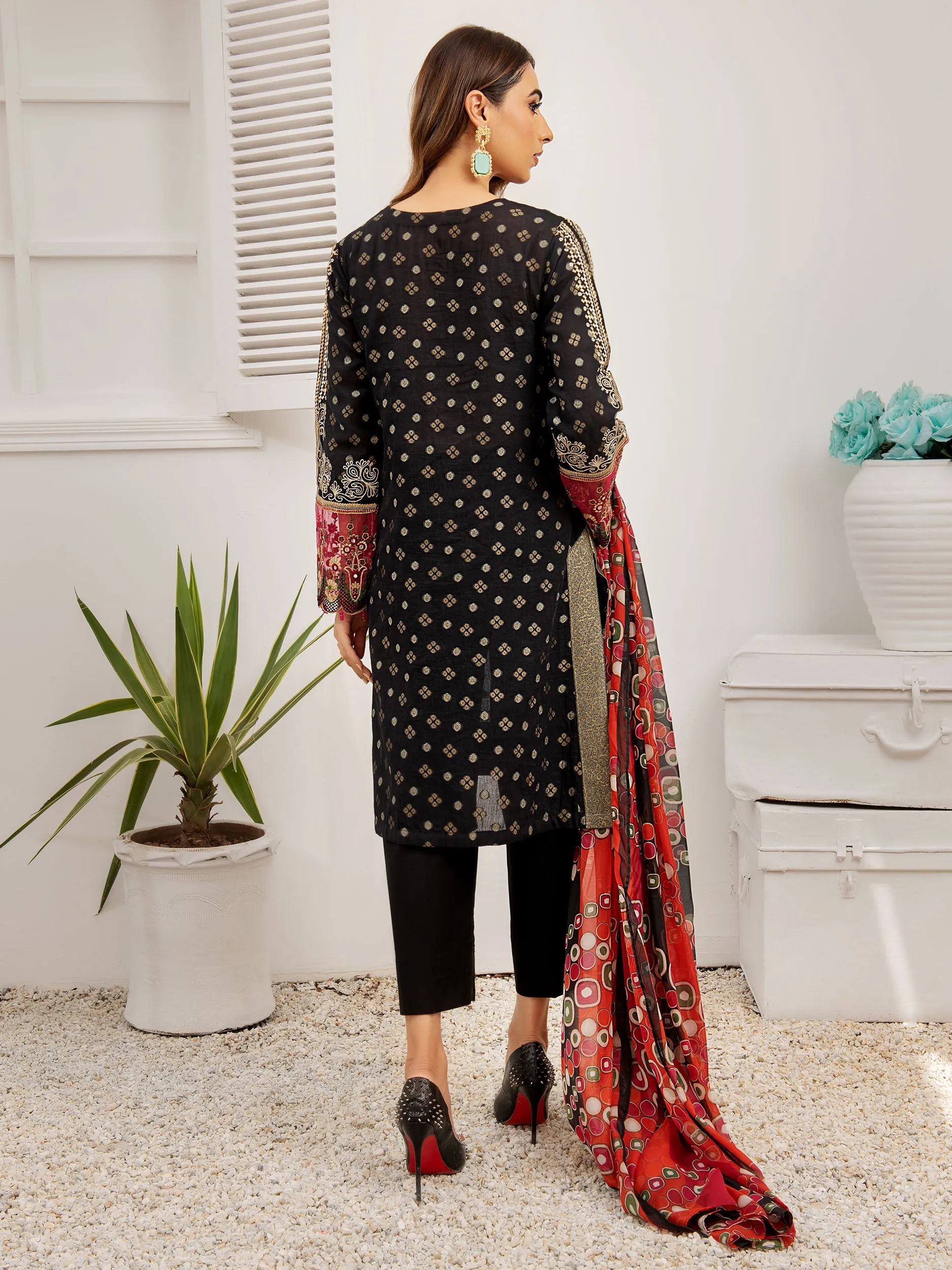 2 Piece Jacquard Suit-Embroidered (Unstitched)