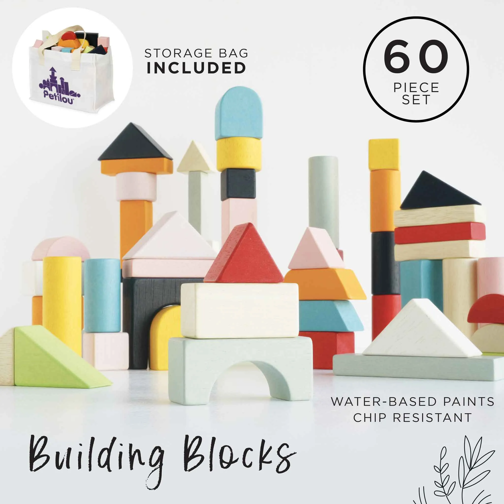 60 Building Blocks & Cotton Bag