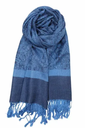 Achillea Dark Blue Jacquard Pashmina Scarf