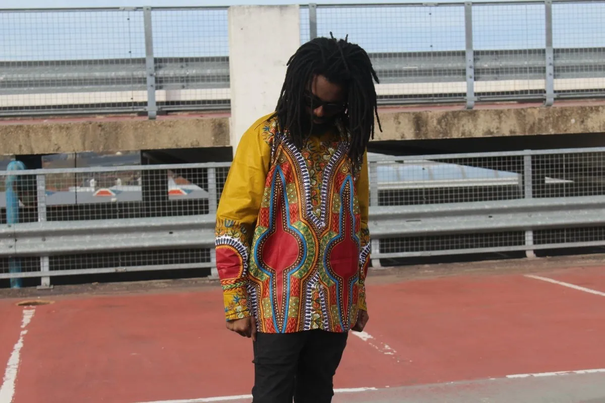 African Print Shirt in Brown Dashiki - Festival Shirt