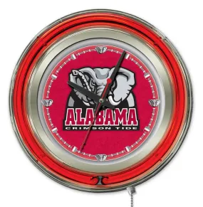 Alabama Crimson Tide HBS Neon Red Elephant Battery Powered Wall Clock (15")