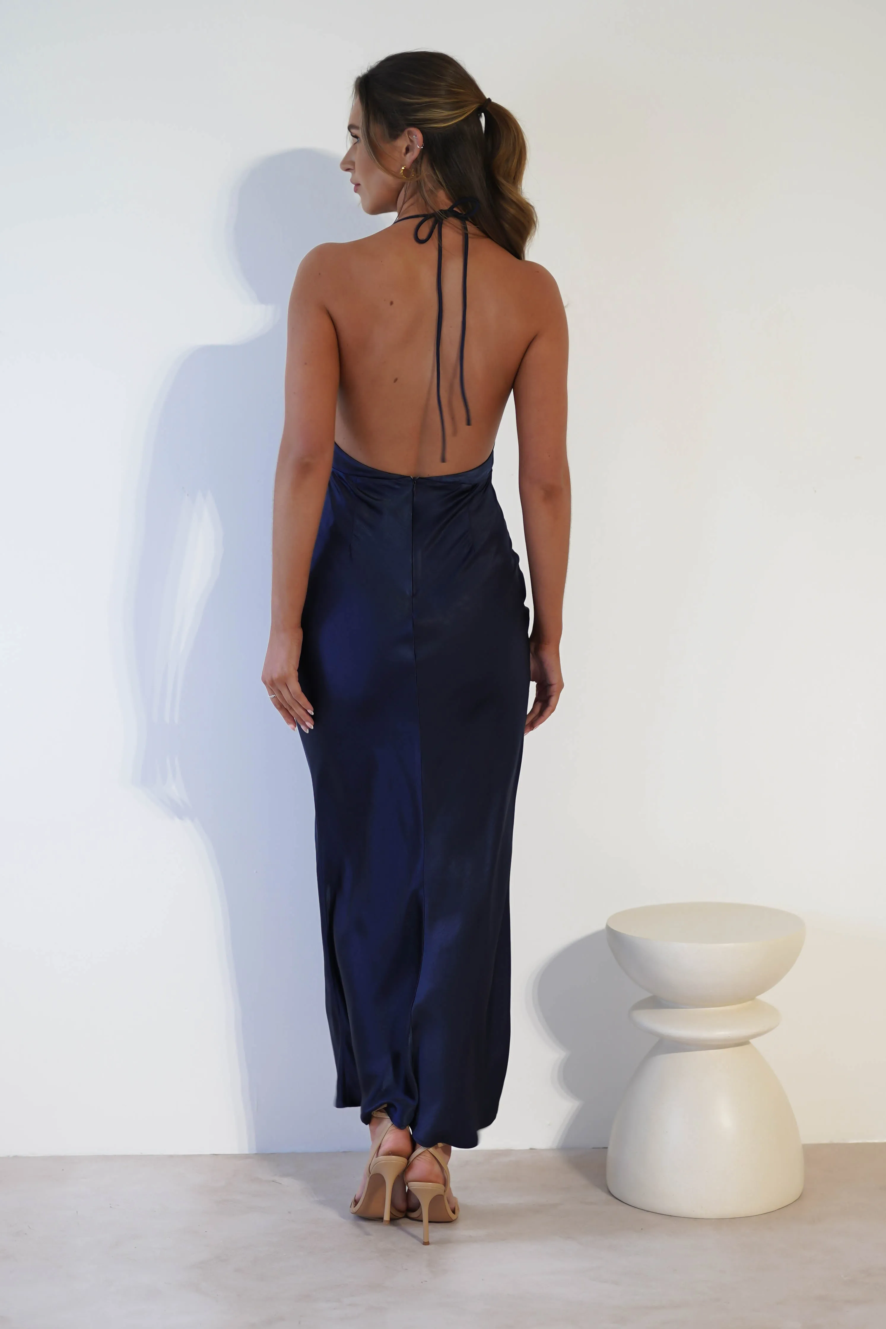 Aniston Soft Satin Maxi Dress | Midnight Navy