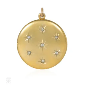 Antique diamond and gold round locket