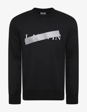 Black Strikethrough Logo Print Sweatshirt