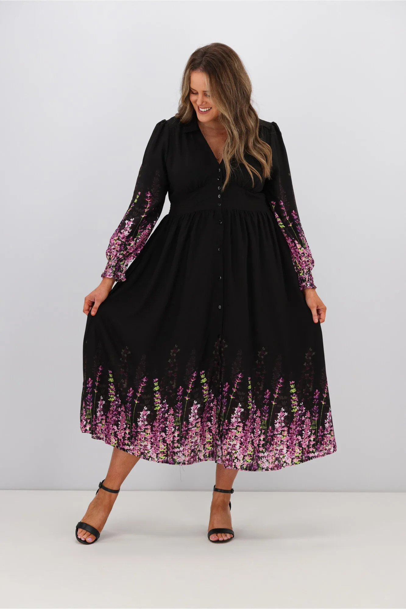 Boho Australia Lilac Melody Dress Lilac Black