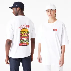 Boston Red Sox MLB Burger Graphic White Oversized T-Shirt