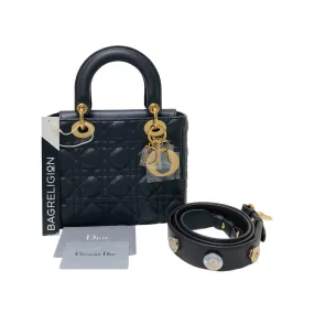 Cannage Lambskin Lucky Badges My Lady Dior Small Dark Grey