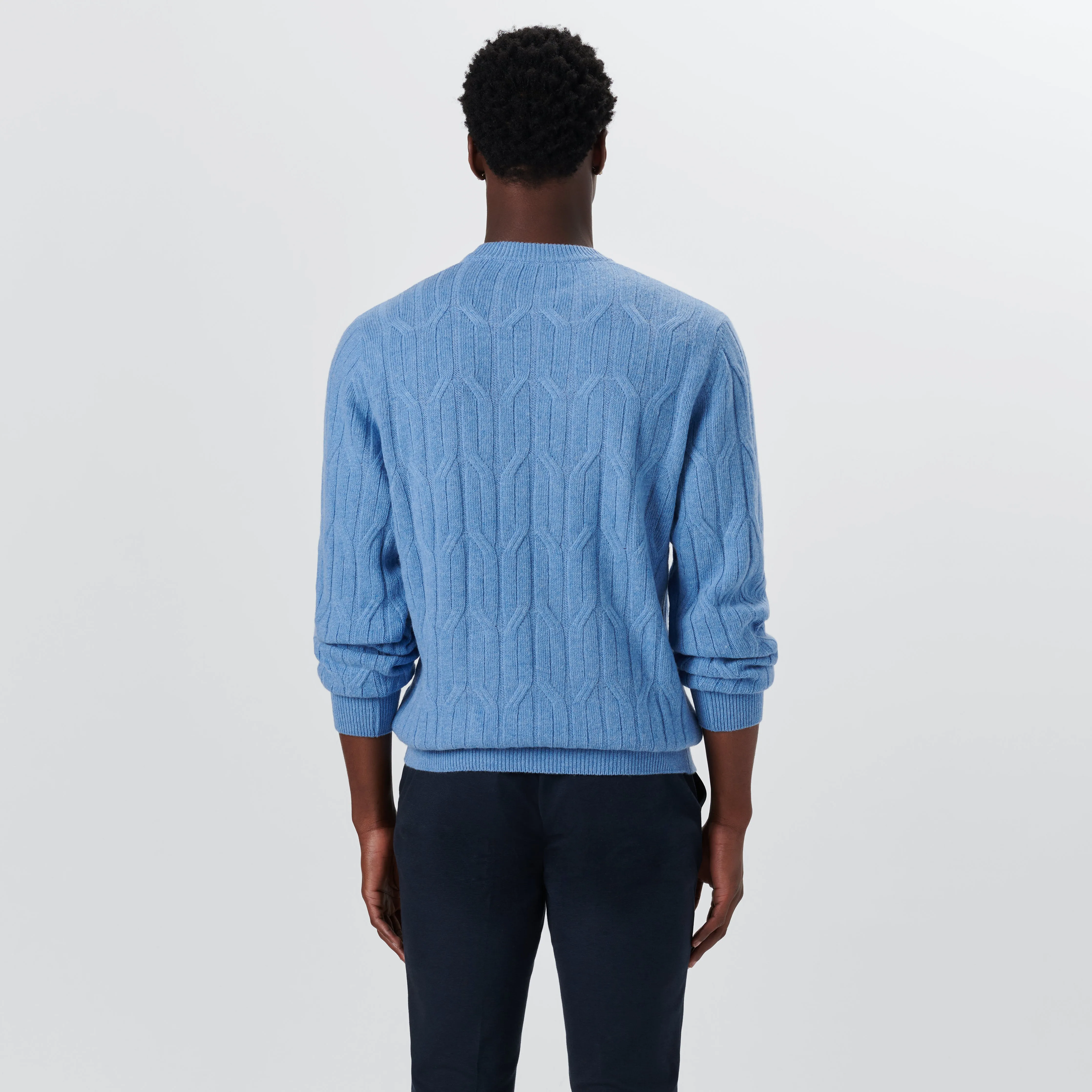 Crew Neck Cable Jacquard Sweater