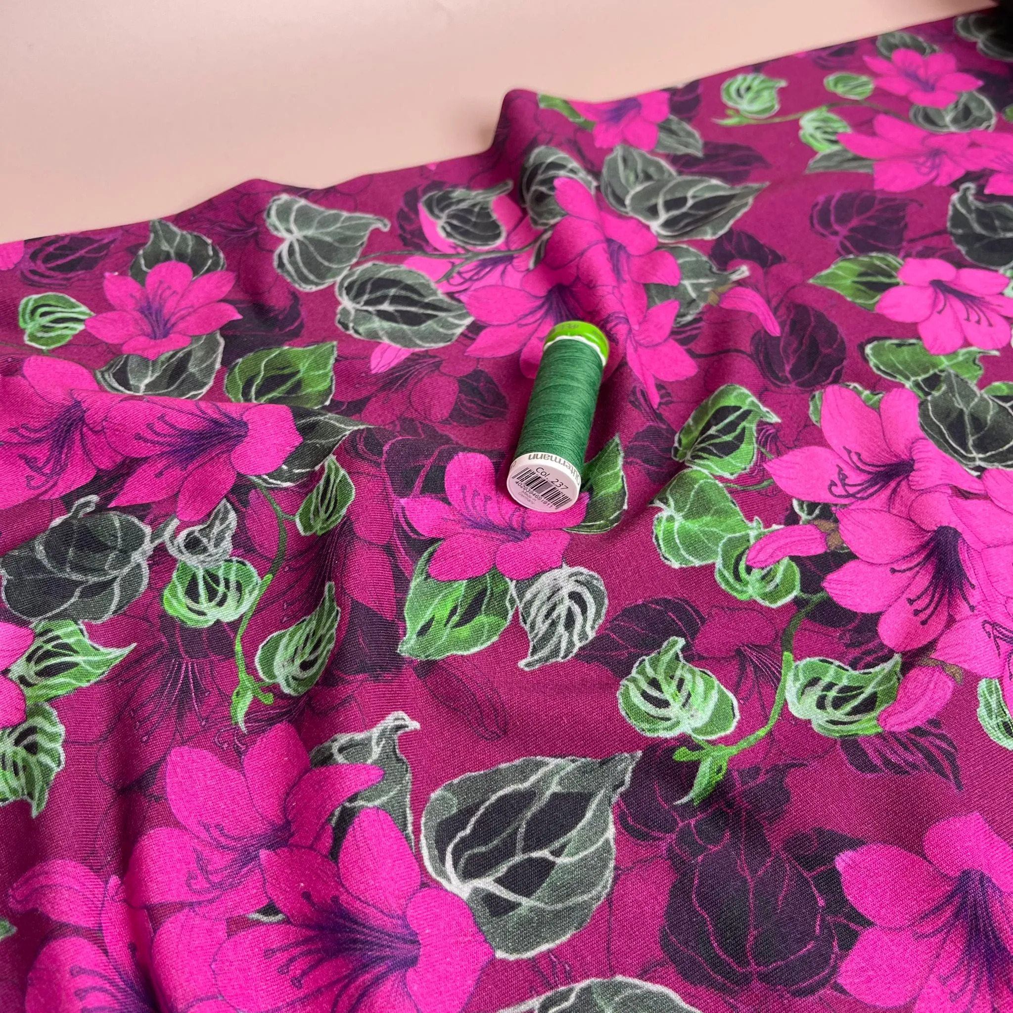 Danish Design - Fuchsia Blooms Cotton Jersey