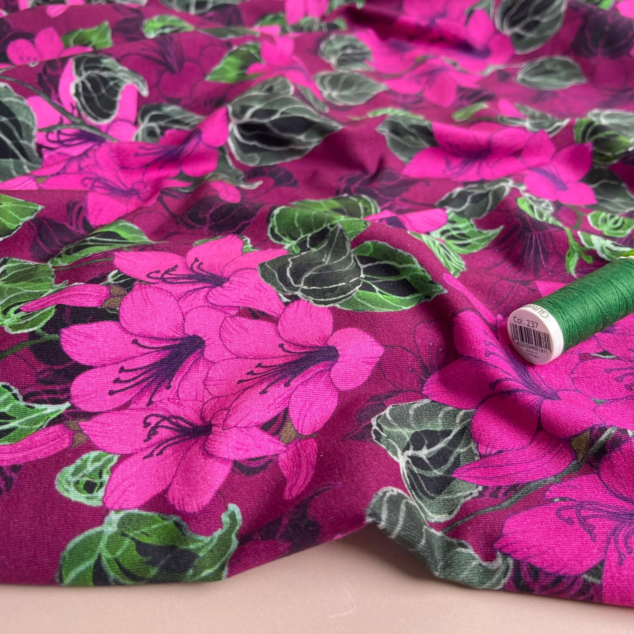 Danish Design - Fuchsia Blooms Cotton Jersey