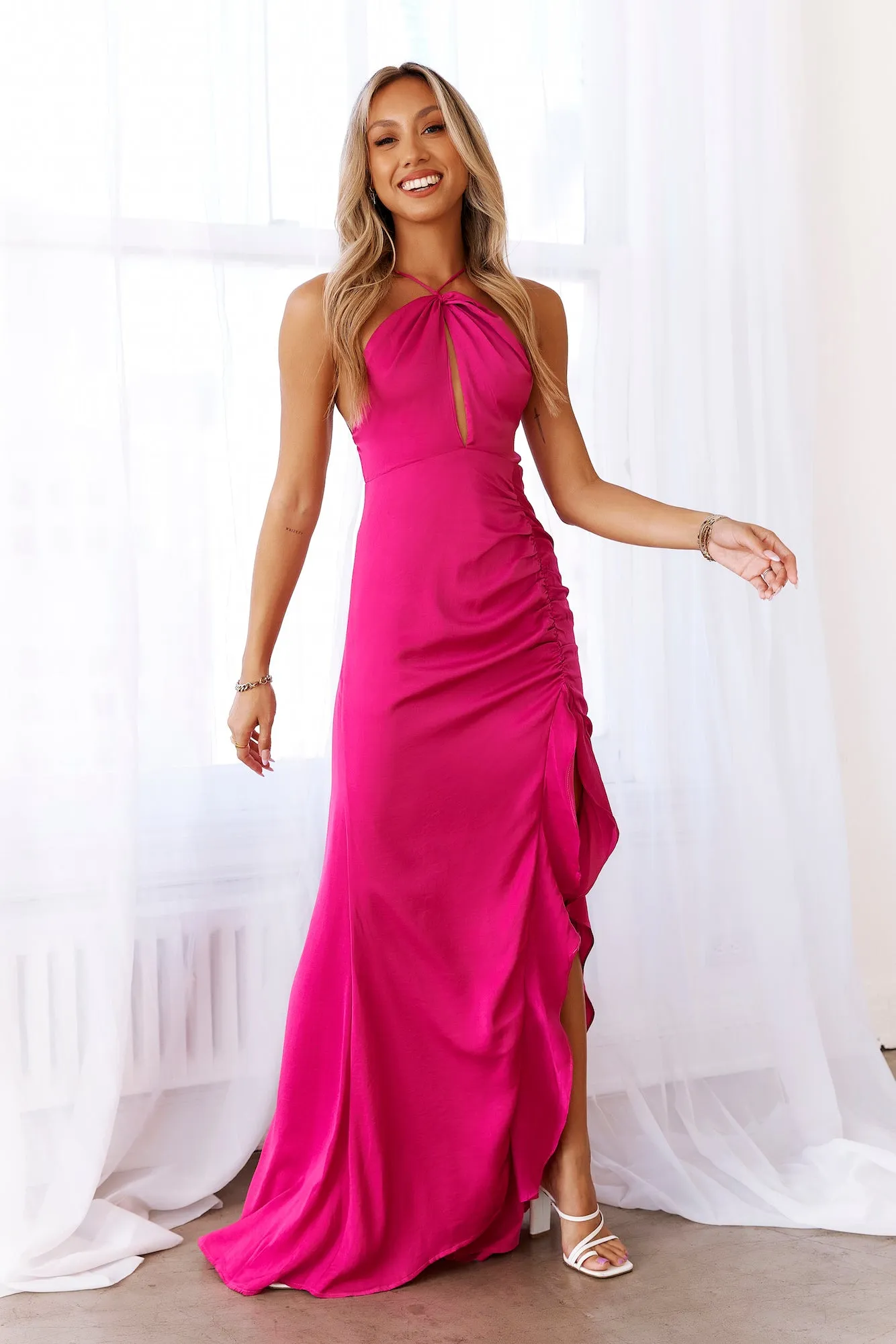 DEAR EMILIA When The Sun Sets Maxi Dress Pink