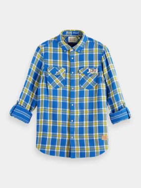 Double-faced twill check shirt