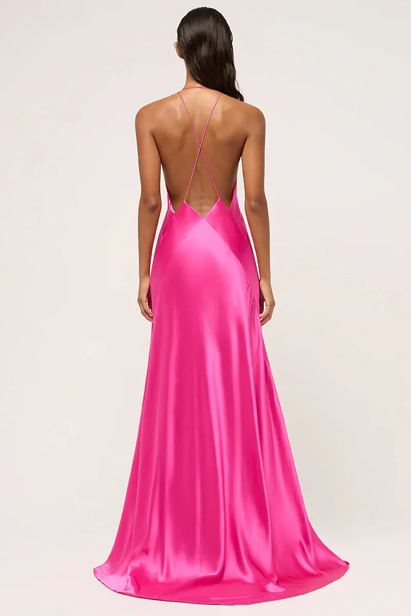 Evianna Backless Satin Maxi Dress