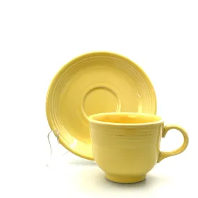 Fiesta Banana Yellow Replacement Tea Coffee Cup and Saucer Set 7.75 Fl Oz Homer Laughlin Co USA.