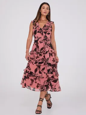 Floral Print Ruffle Tiered Midi Dress