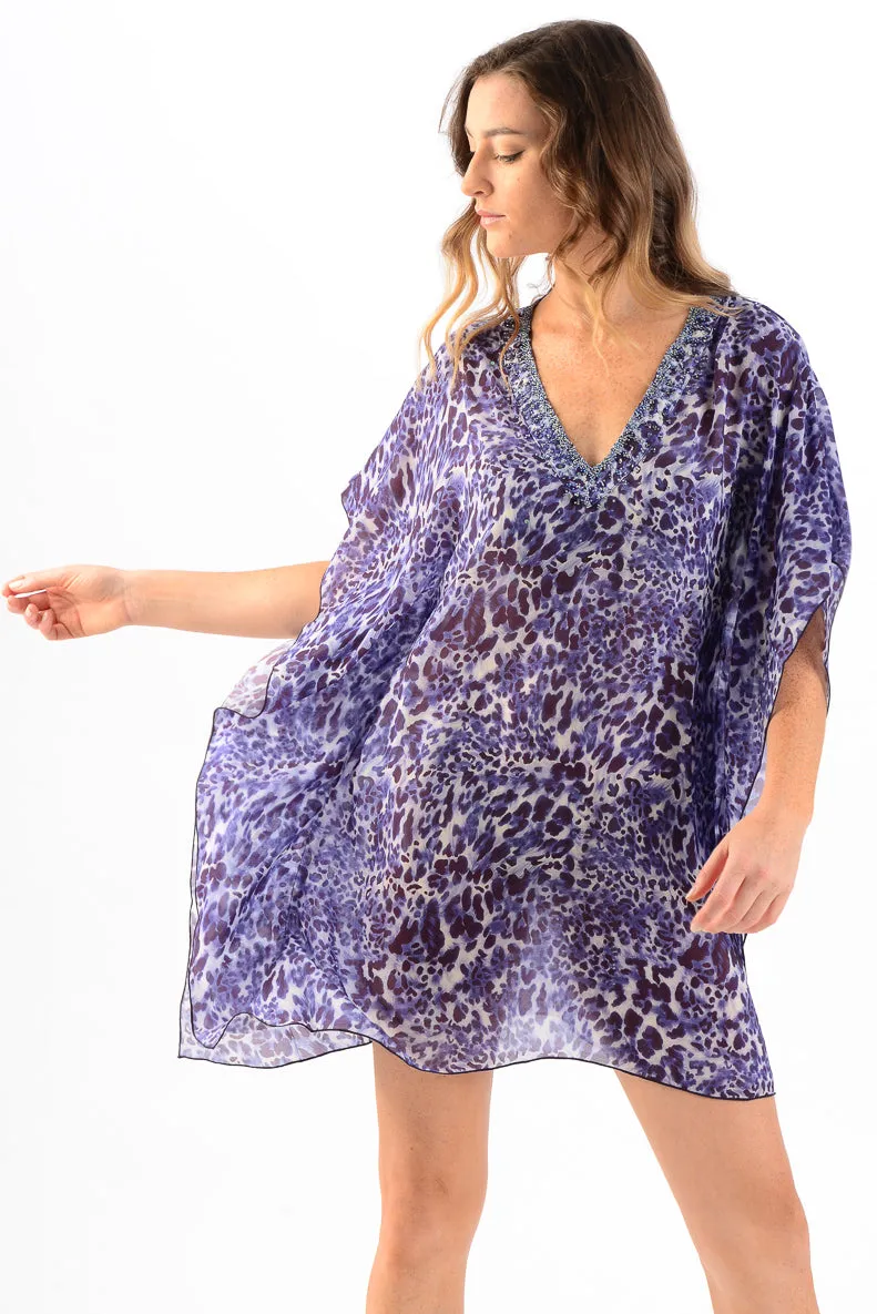 Goddess Kaftan / Indigo Leopard