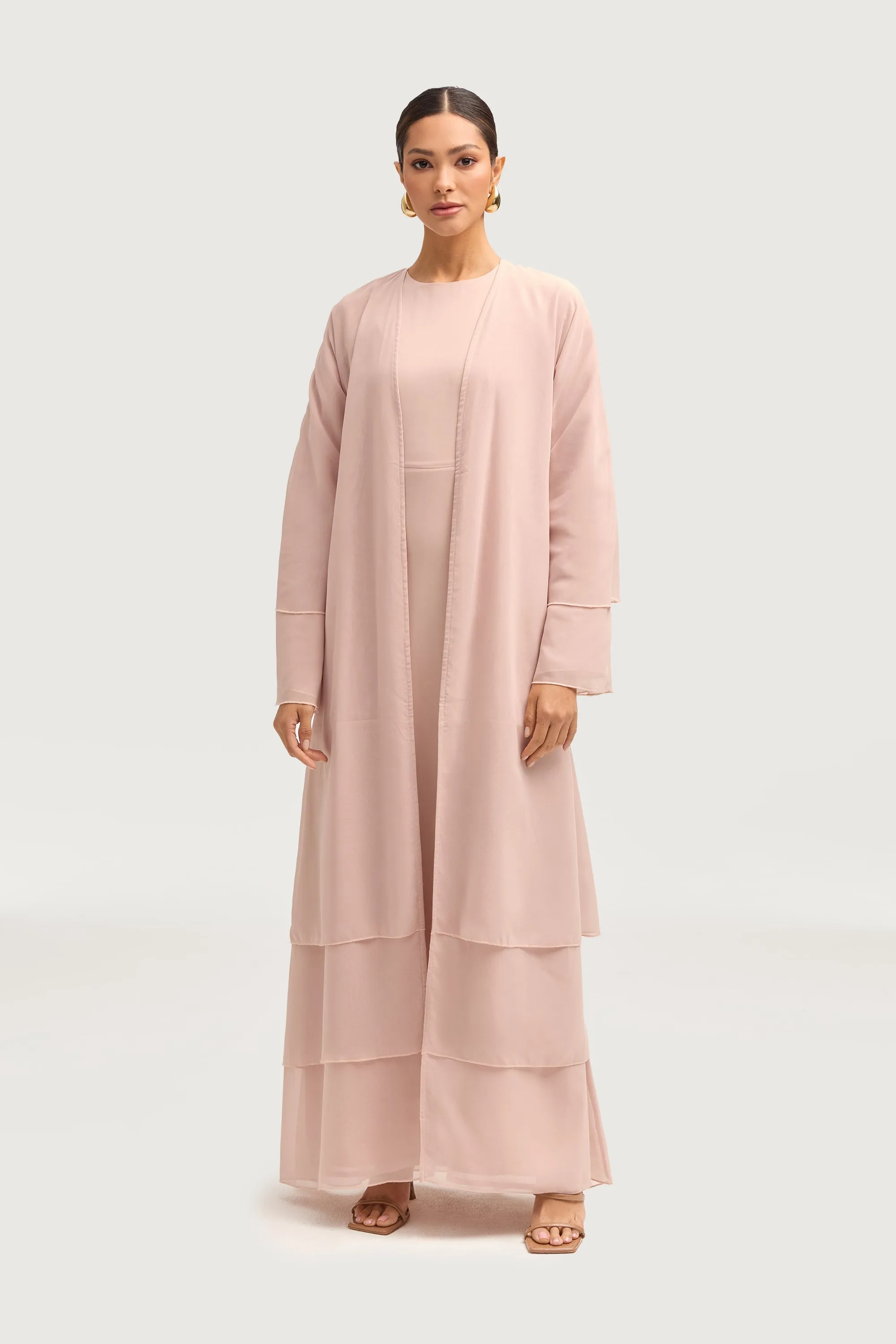 Hawa Two Piece Abaya & Dress Set - Jasmine Pink