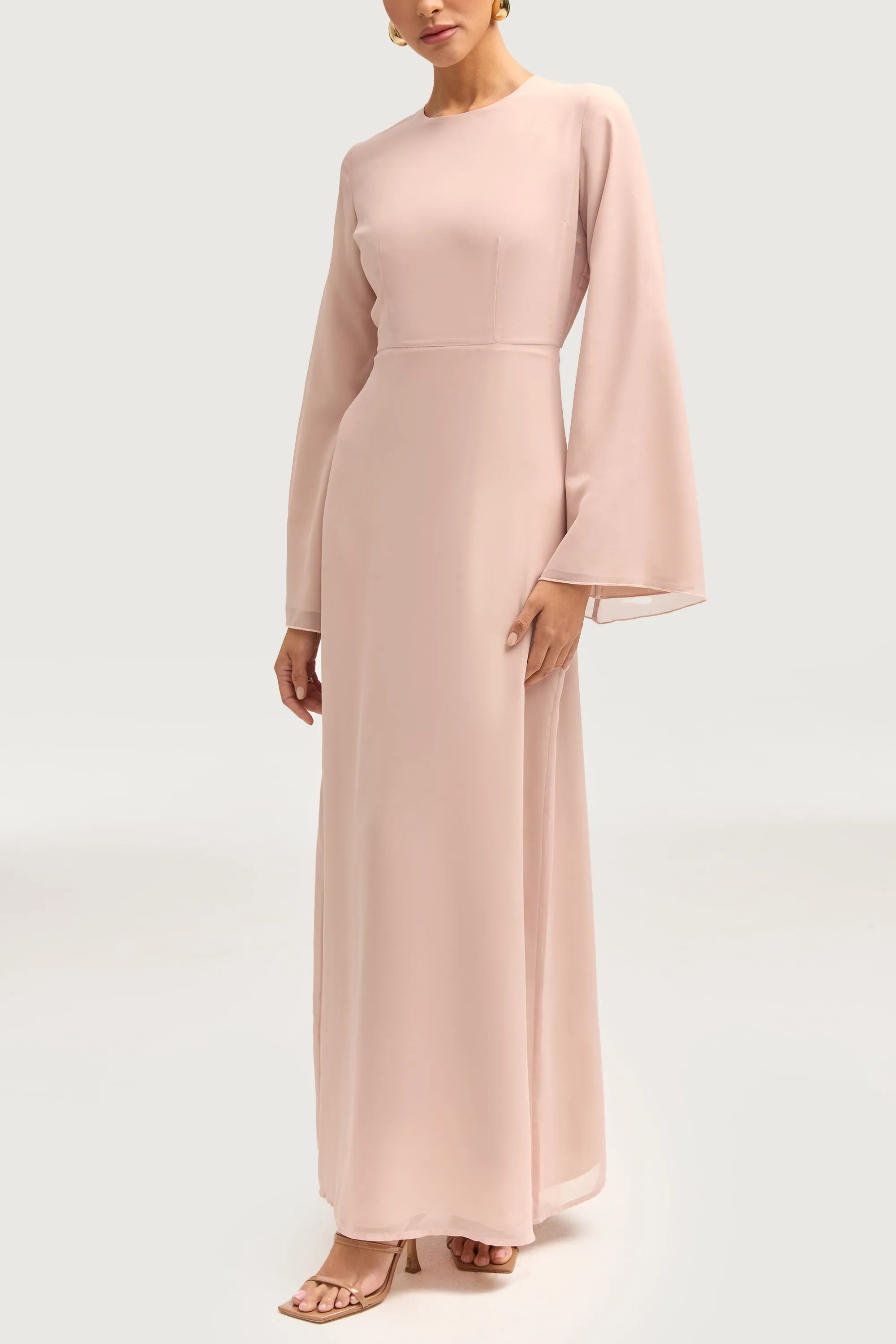 Hawa Two Piece Abaya & Dress Set - Jasmine Pink