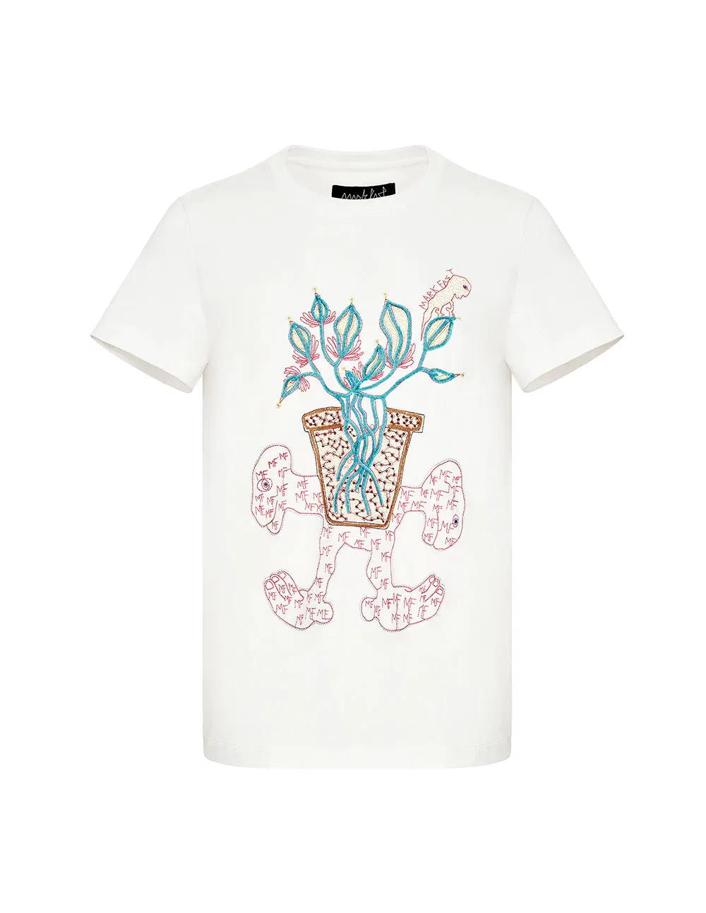 MARK FAST Women Flower & Little Monster Short Sleeve T-Shirt