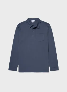 Men's Long Sleeve Riviera Polo Shirt in Slate Blue