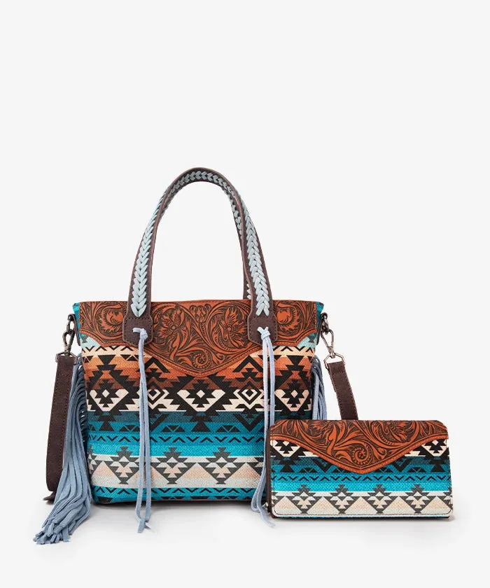 Montana West Tooled Western Carry Tote Bag Set