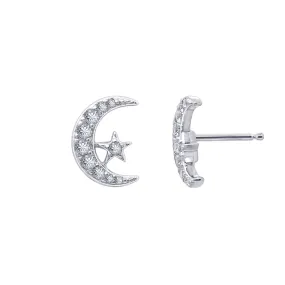 Moon And Star Stud Earrings