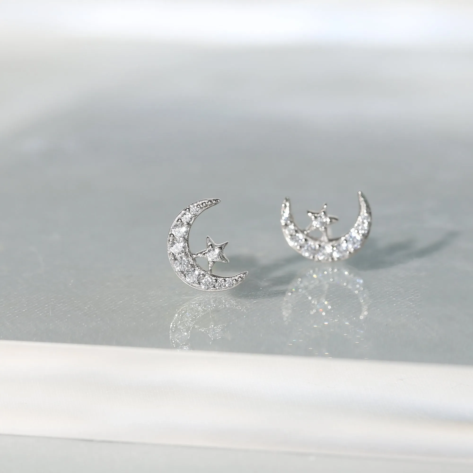 Moon And Star Stud Earrings