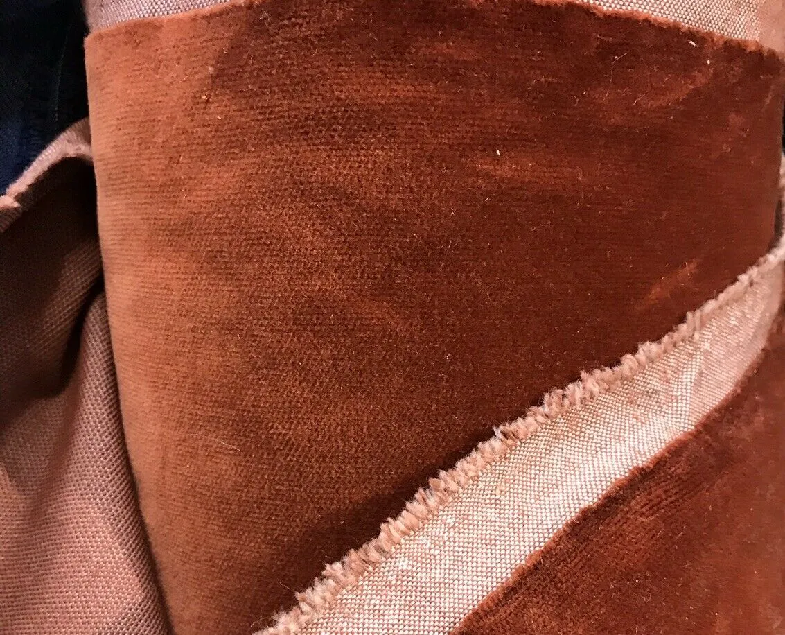 NEW Designer Burnt Brown Orange Velvet Upholstery Fabric- By The Yard