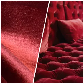 NEW Designer Made In Belgium Upholstery Velvet Fabric - Merlot Red