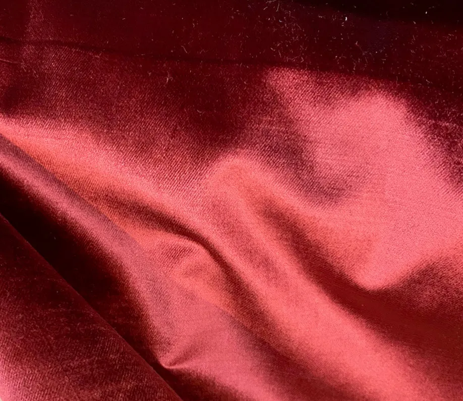 NEW Designer Made In Belgium Upholstery Velvet Fabric - Merlot Red