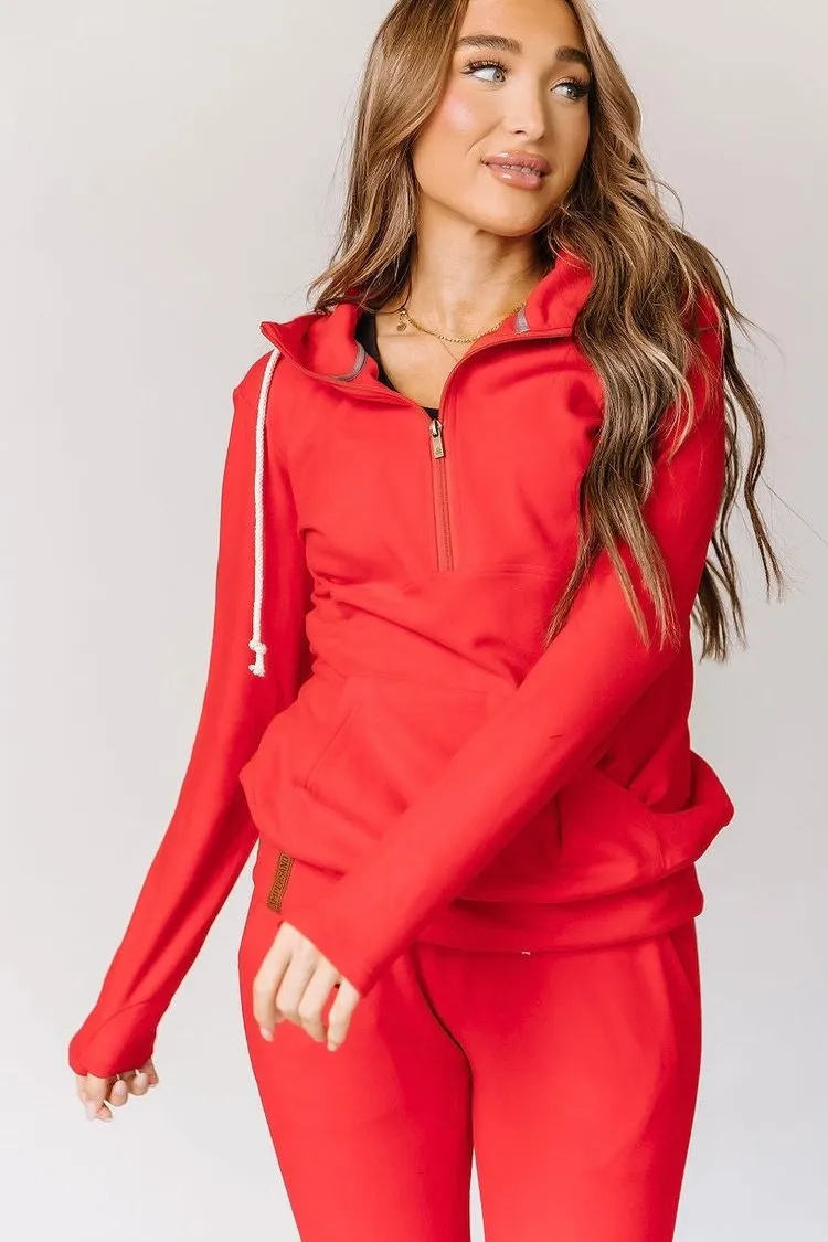 Performance Fleece HalfZip Hoodie - Candy Apple