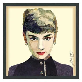 "Audrey" Dimensional Collage Framed Graphic Art Under Glass Wall Art