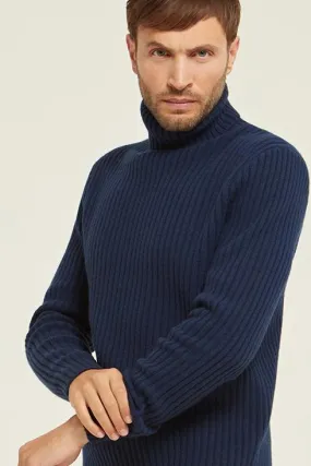 Ribbed Merino Wool Roll Neck Sweater