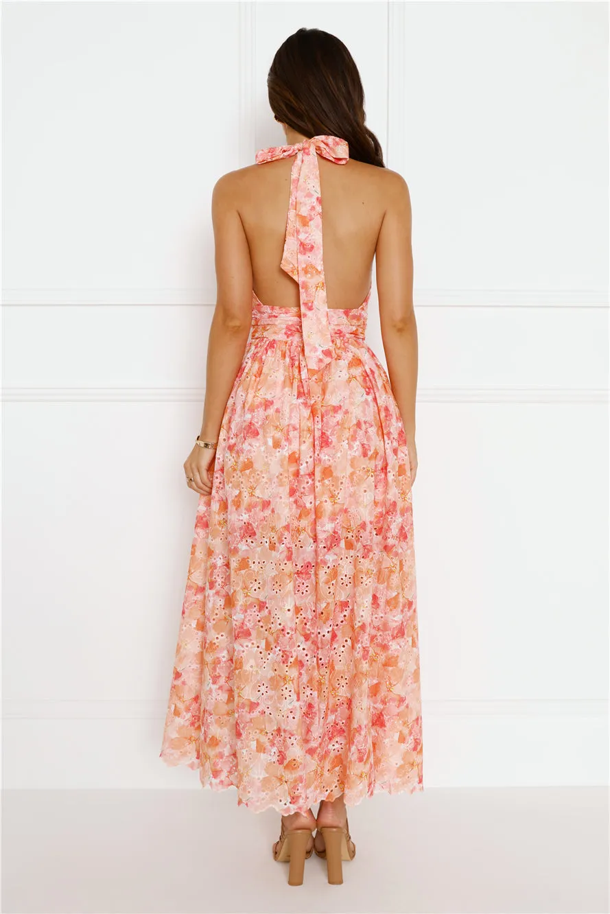 Sun Setting Halter Maxi Dress Orange