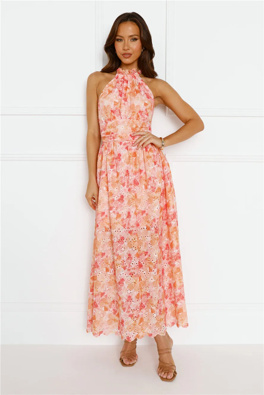 Sun Setting Halter Maxi Dress Orange