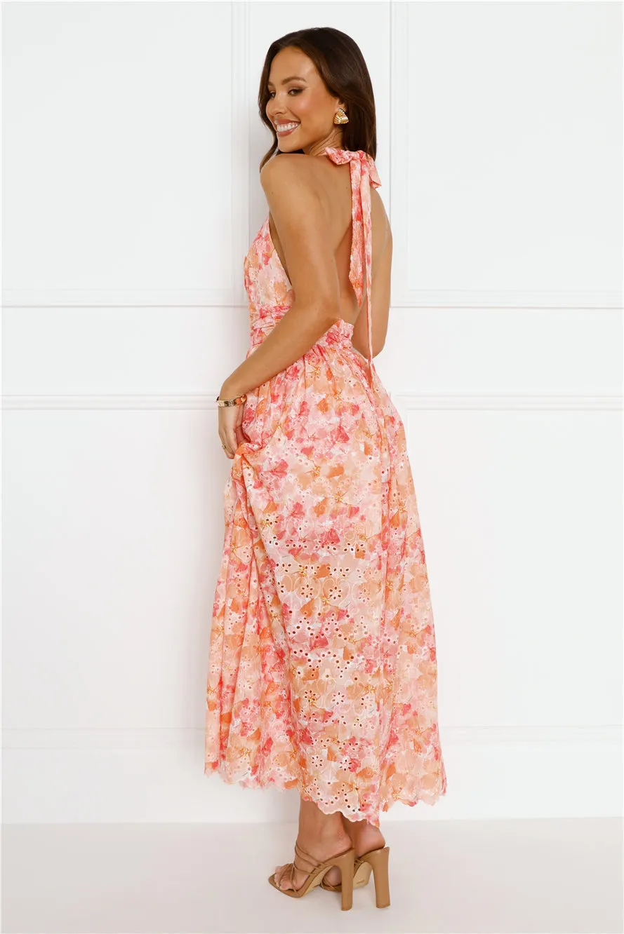 Sun Setting Halter Maxi Dress Orange