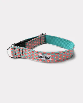 Teal & Red KC Heart Dog Collar