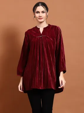 Winter Women Red Solid Tunic